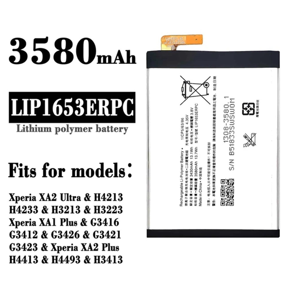 Batterie de remplacement pour Sony Xperia XA2 Ultra (H3213 H4233 G3421 G3412), LIP1653ERPC Batterie de remplacement pour Sony Xperia XA2 Ultra (H3213 H4233 G3421 G3412), LIP1653ERPC